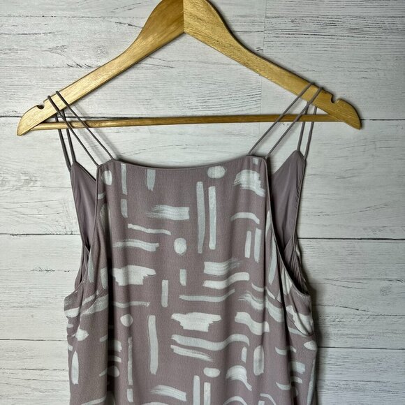 Silence + Noise Dress Womens SZ Large Ella Printed Crepe Mauve Geometric Button - Picture 7 of 16